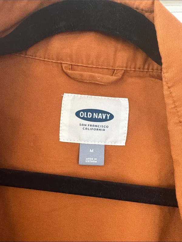 Old Navy Burnt Orange Rust Canvas Utility Field Jacket Drawstring Waist Medium M - Image 3
