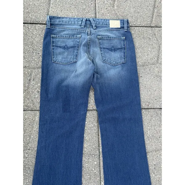 Agave Nectar Sirena Striped Flare Jeans Womens Size 27 Low Rise Denim Y2K USA - Image 7