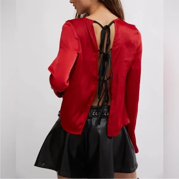 Free People Arabella Open Ribbon Tie Back Blouse, NWT - Image 5