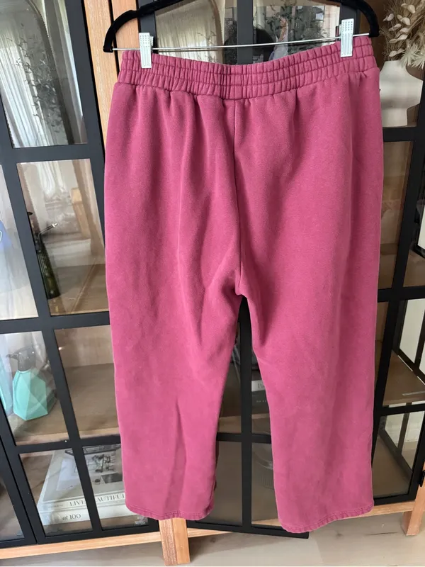 Comfrt Minimalist Sweatpants straight wide leg berry pink - Image 8