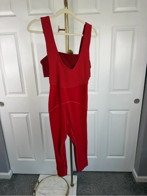 Free People Movement Red Capri Jumpsuit Romper Size S - Image 2