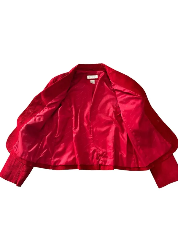 Preston & York Vintage Cherry Red Suede Leather Blazer size Large - Image 8