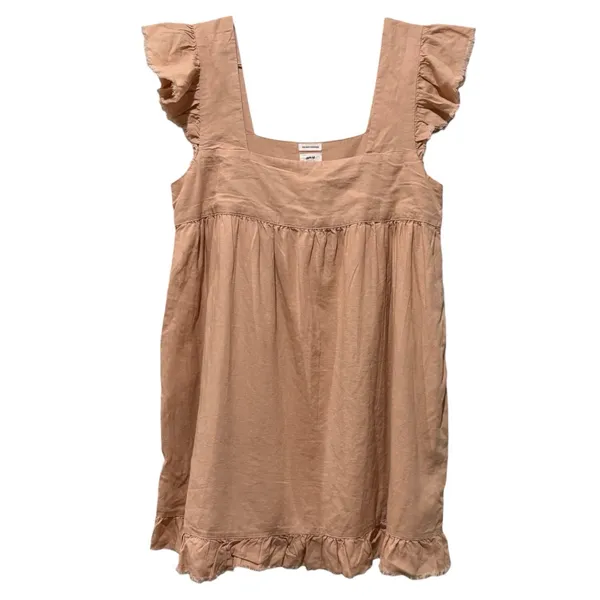 Aerie Linen Blend Flutter Sleeve Babydoll Mini Dress M Boho Cottagecore Peach - Image 2