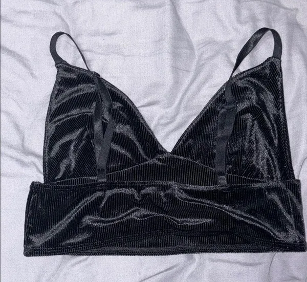 Forever 21 Black Velvet Triangle Bra Top - Image 2