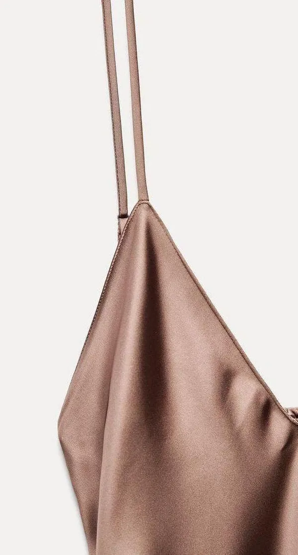 ZARA dress midi maxi satin wedding chocolate brown party cocktail - Image 11