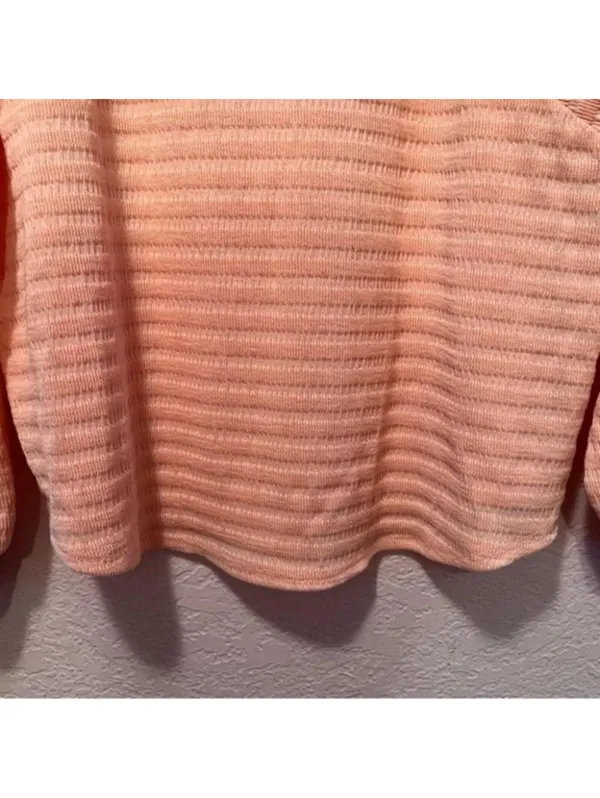 H&M Peach Textured Sweater Top Soft‎ Lightweight Pullover Size M - Image 5