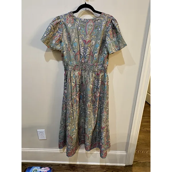 Boemo Dress Silky Paisley Maxi Size Large Short‎ Sleeve - Image 4