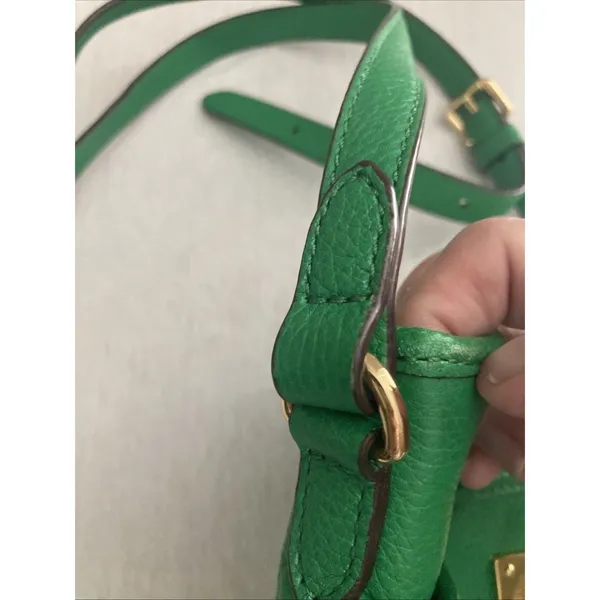 Lauren Ralph Lauren Leather Pebbled Crossbody Green Gold Hardware - Image 7