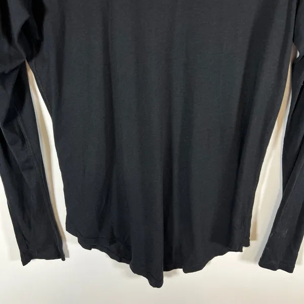 Lululemon Black Mock Neck Long Sleeve Raglan Top Curved Hem‎ Activewear Womens S - Image 3