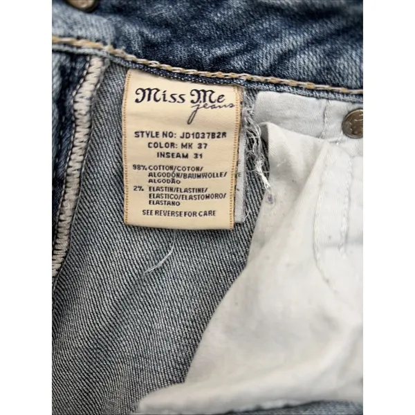 Miss Me Bootcut Jeans Womens 32 Blue Embellished Wing Pocket Stretch - Image 6