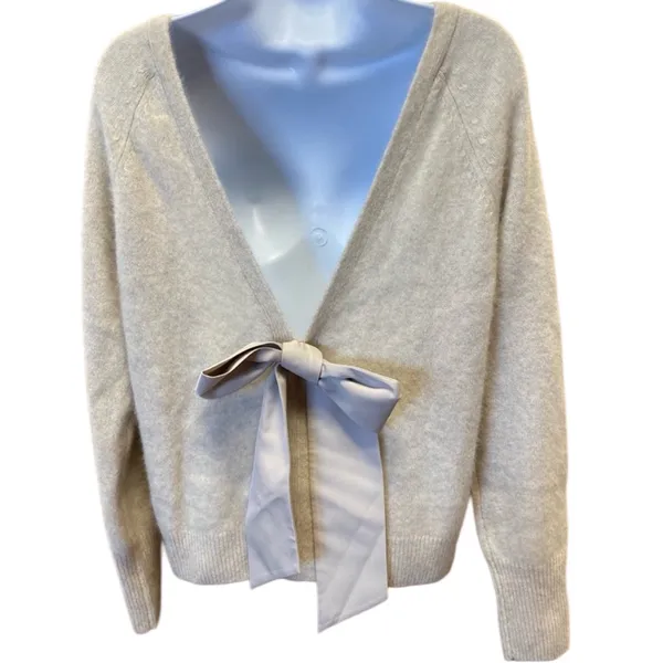 Vineyard Vines Wool Blend Luxe Bow Back Wool Blend Vback Beige Heather Sweater L - Image 4
