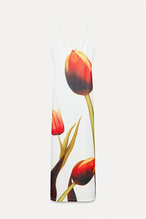 Zara Floral Maxi Dress strappy bodycon fitted bohemian summer vacation casual - Image 10