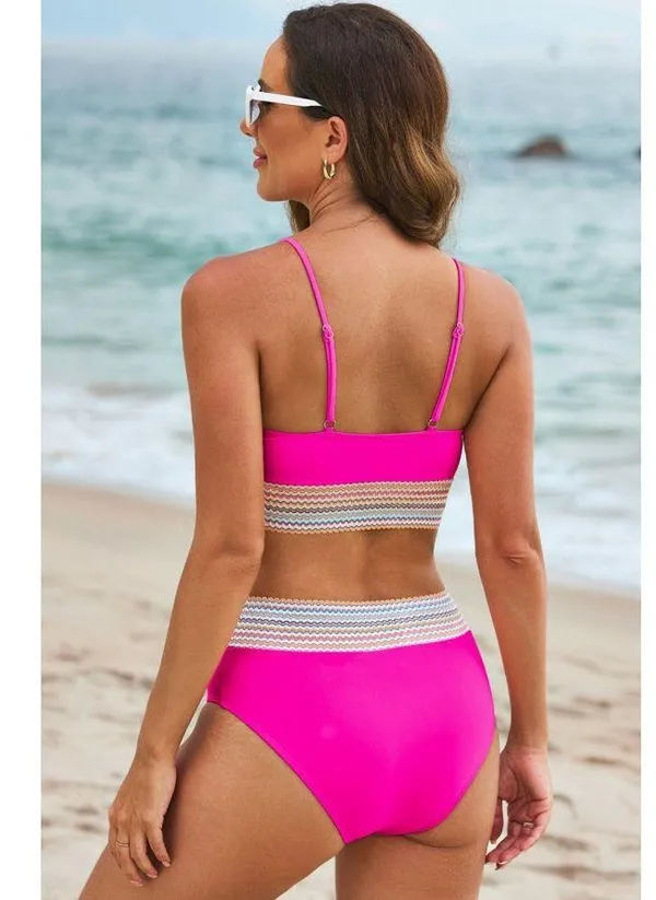 Tankini Two Piece Bikini Set Size Extra Large Pink - Image 2