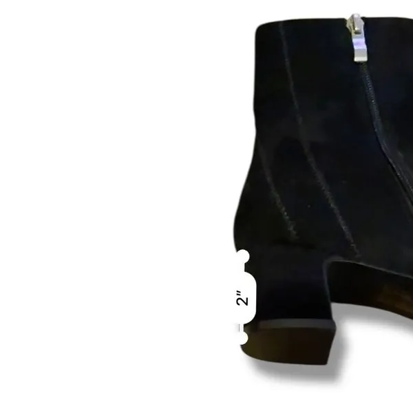 Journee Collection Ankle Boots Size‎ 9.5 Black Faux Suede Pointed Toe Zip Heel - Image 10