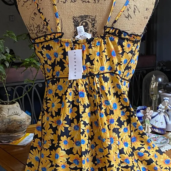 Topshop (Nordstroms) Yellow and Blue Daisy Sundress NWT! - Image 5