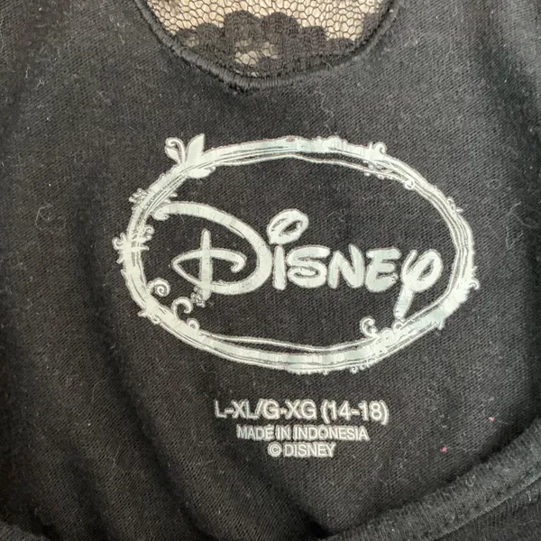 Disney Mickey Mouse Black Tunic‎ Top Womens L/XL Lace Back Detail - Image 3