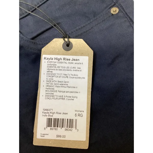 Prana Kayla High Rise Jean Indie Blue Womens 6 RG Organic Stretch Denim 1968371. - Image 3