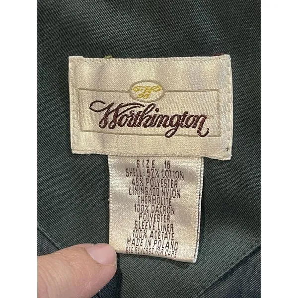 Worthington‎ Women's Double-breasted trenchcoat thermal light size 16 green - Image 4