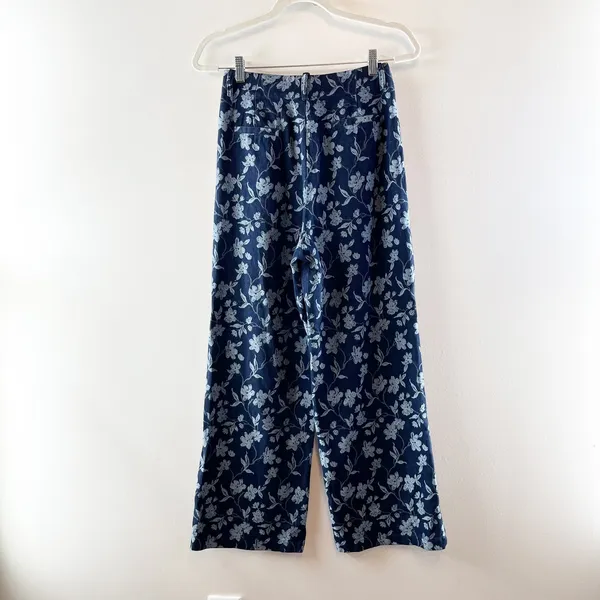 The Korner High Rise Floral Print Wide Leg Jeans Blue 2 - Image 4