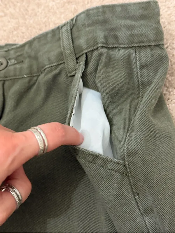 Olive Green Wide Leg Cargo Pants - Image 3