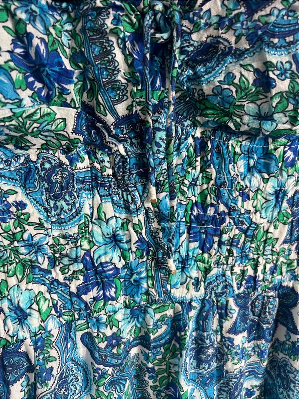 House of Harlow Blue Paisley Women’s dress with Ruffle Shoulders - Image 7