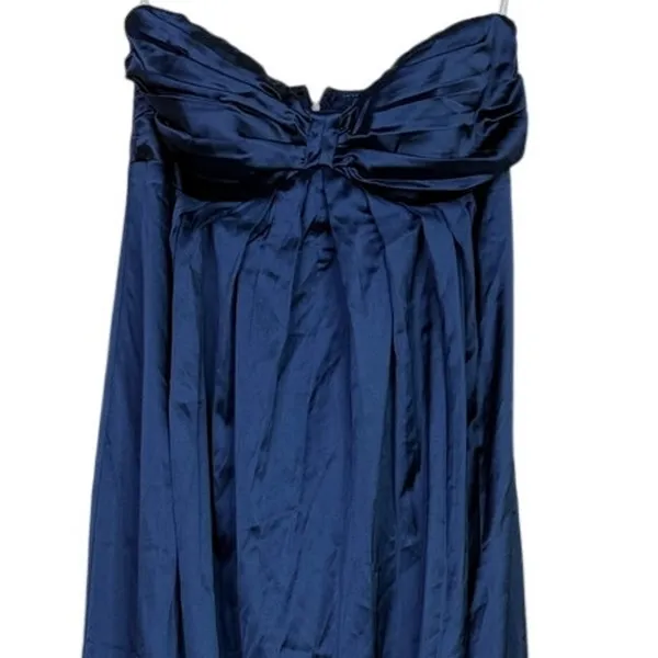 NWT Lulus Memorable Entrance Strapless Satin Pleated Maxi Dress L Dark Blue - Image 3