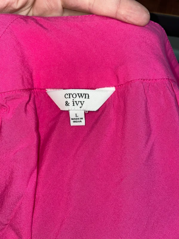 Crown & Ivy Pink Tie Back, Open Back Blouse- Large - Image 4