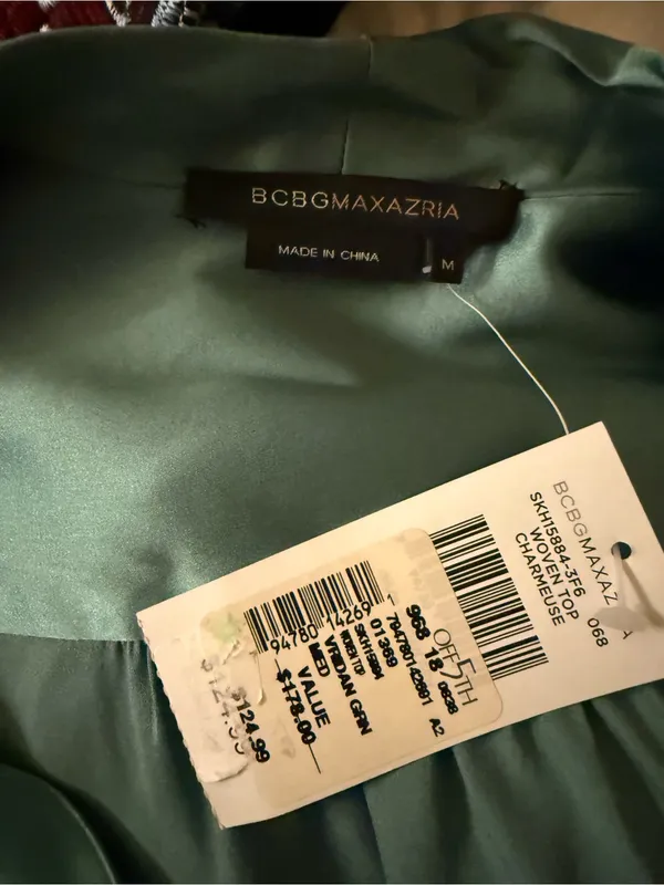 Y2K Vintage BCBGMaxazria Teal Green Silk Blouse with Oversized Sleeves - Image 4