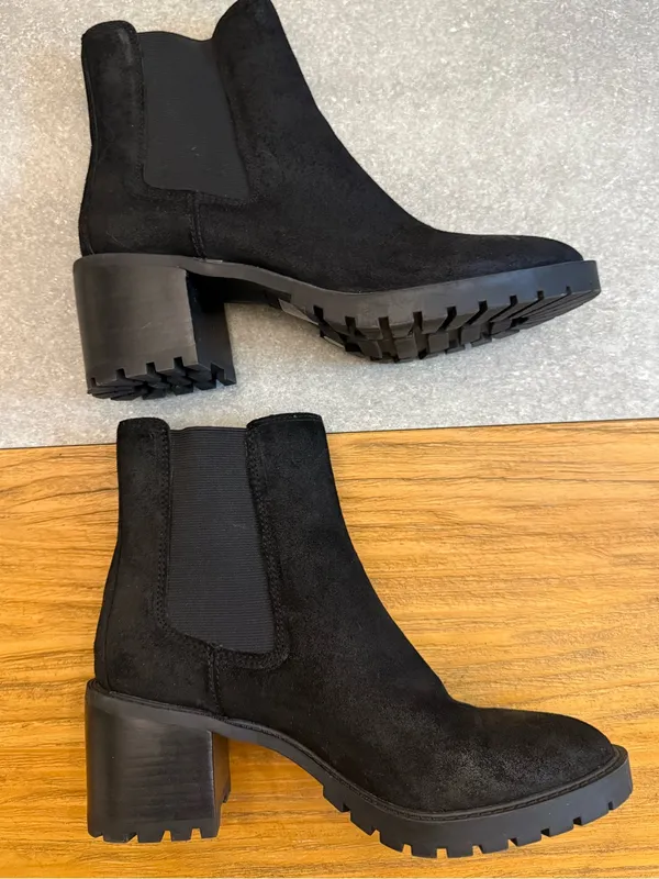 Vince Camuto Alesher Black Suede Chelsea Block Heel Boot 8 - Image 3