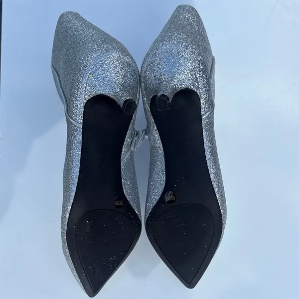 On 34th Aatira Tulip Silver Glitter Ankle Booties NEW - Image 8
