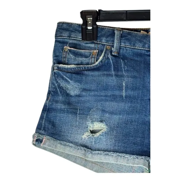 Zara Woman‎ Shorts Women 4 Blue Premium Selvedge Denim Distressed Jean Shorts - Image 3