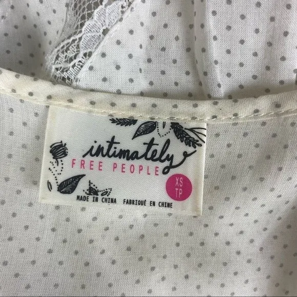 Free People White & Gray Polka Dot Sleeveless Lace Summer Dress XS - Image 4
