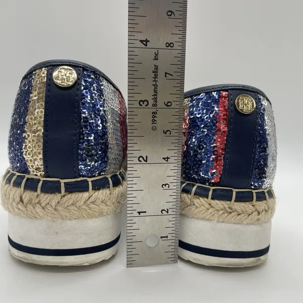 Tommy Hilfiger Womens 6.5 Shoes Flats Corliss 2‎ American Flag Sequin Espadrille - Image 5