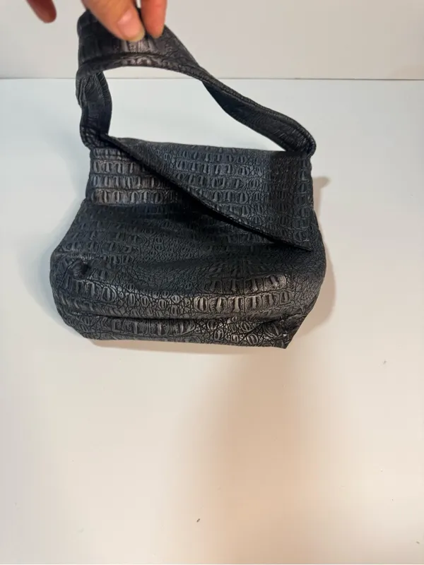 Black Crocodile Embossed Shoulder Bag Handbag - Image 8