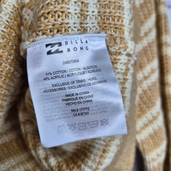 NWT Billabong Light Wave Striped Knit Sweater Gold Beach Boho Coastal Cowgirl S - Image 5