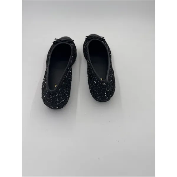JCrew Ballet Flats Fall Tweed with Cap Toe Women's Size 8 Black White Academia - Image 3