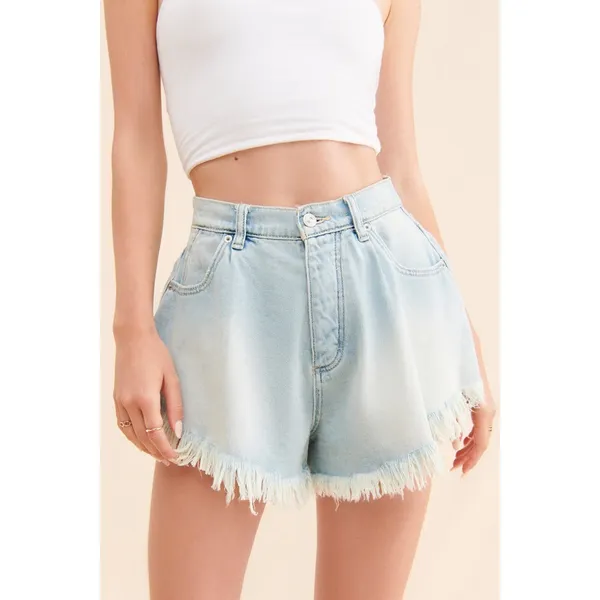 Free People "We The Free" Harlie Denim Shorts Black - Image 3