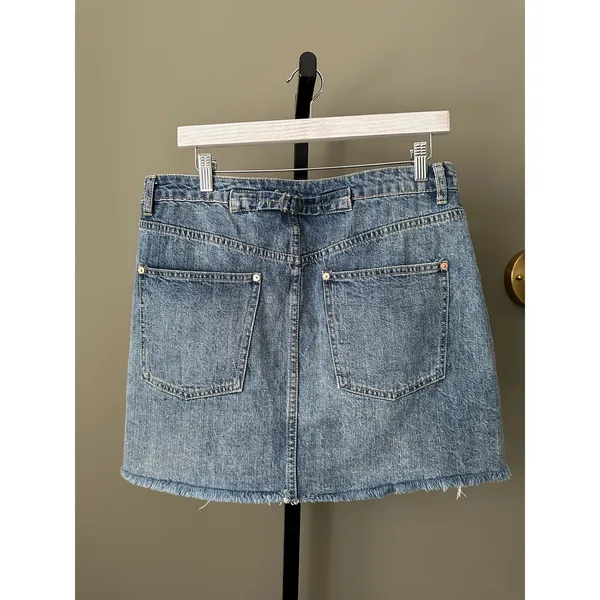 Free People We The Free Rugged A-Line Denim Mini Skirt in Blue Size 31 - Image 5
