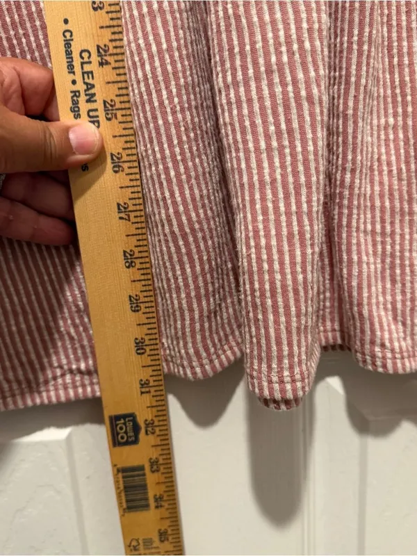Caution to the Wind Women’s Pink White Striped V Neck Babydoll Dress - Image 6