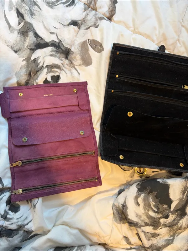 ACE England Purple Suede Leather Travel Jewelry Carrier + LargerFreebie Organize - Image 4