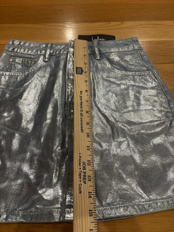 Lulus Size Small (S) Metallic Silver A-Line Mini Skirt - Image 3