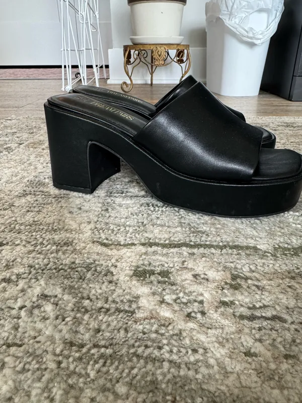 black platformed mule style slides Size 7.5 - Image 2