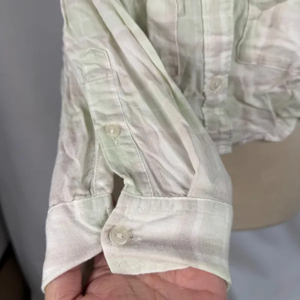 Abercrombie & Fitch Soft Collection Plaid Cropped Button Up Shirt Green Small‎ - Image 2