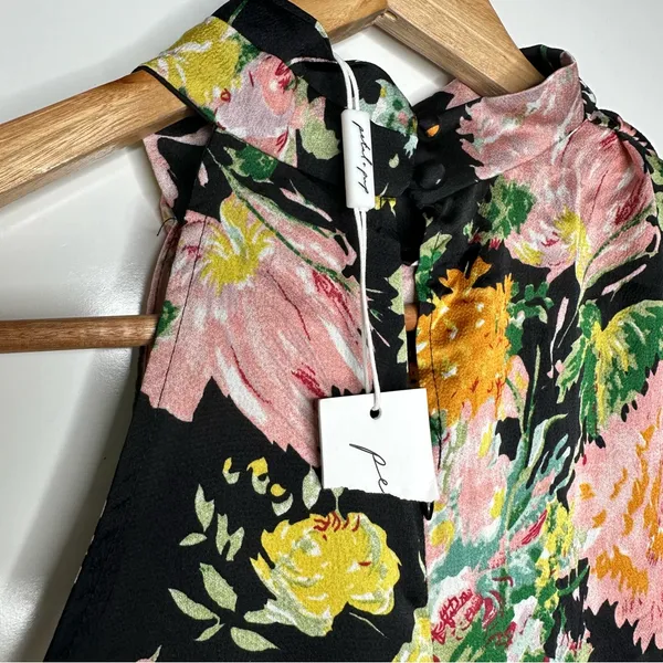 Petal + Pup Anabelle Halter Neck Black Floral Mini Dress Size Medium - Image 6