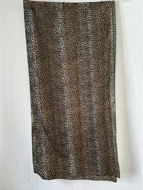 Leopard Print Scarf Womens Brown Black Sheer Lightweight 58 x 14 Animal Print - Image 2