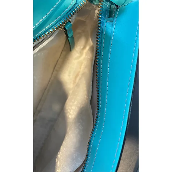 Kate Spade Montford Park Teal Small Crossbody Bag Bow Leather Chain Strap Chic - Image 5