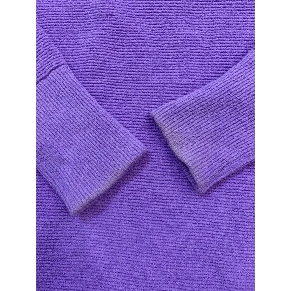 Free People Oversized Turtleneck Sweater Purple Ribbed Knit Small - Image 4