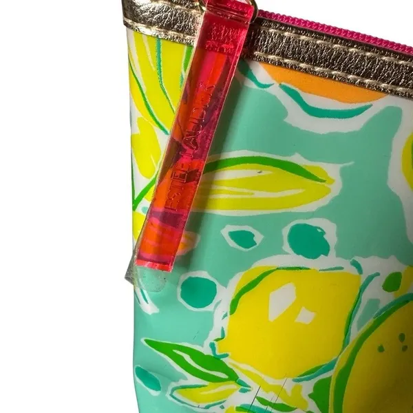NEW Lilly Pulitzer Estee Lauder Plastic Cosmetic Makeup Purse Clutch Bag GREEN - Image 4