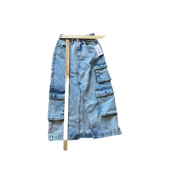 Women's Wild Fable Denim Midi Cargo Skirt Medium‎ Denim Wash Size XXS - Image 4