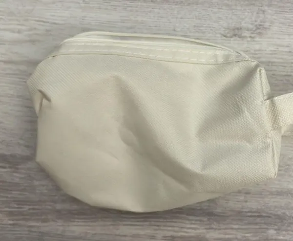 Tan & White Double Zip Small Travel Bag 5" X 7" - Image 5
